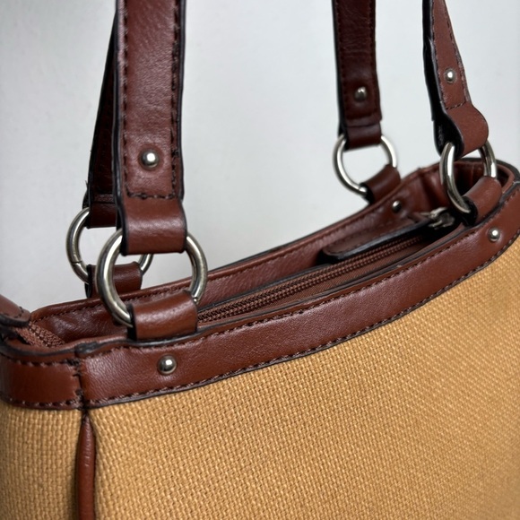 ETIENNE AIGNER Rare Vintage Cotton Jute Woven Bag Purse Faux Leather Trim - Picture 12 of 16